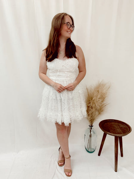 Lanie Strapless Mini Dress- White