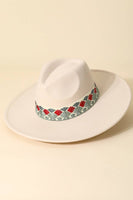 Fan Pattern Ribbon Fedora Hat
