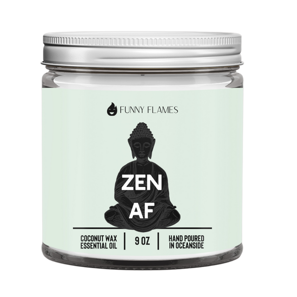 Funny Flames Candle Co - Les Creme - Zen Af (Green) relaxing and funny candle -9 oz